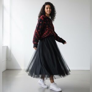 Lailih 80s vintage geometric Graphic Red & Black sweater woman’s M